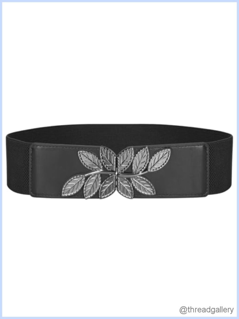 Women's Wide Elastic Leaf Buckle Stretch Waist Belt for Dresses 2.3" Wide